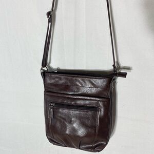 Brown Faux Leather Crossbody Bag Purse Shoulder Bag